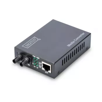 DIGITUS Medienkonverter, Multimode 10/100Base-TX auf 100Base-FX, inkl. Netzteil, ST-Stecker, bis zu 2 km