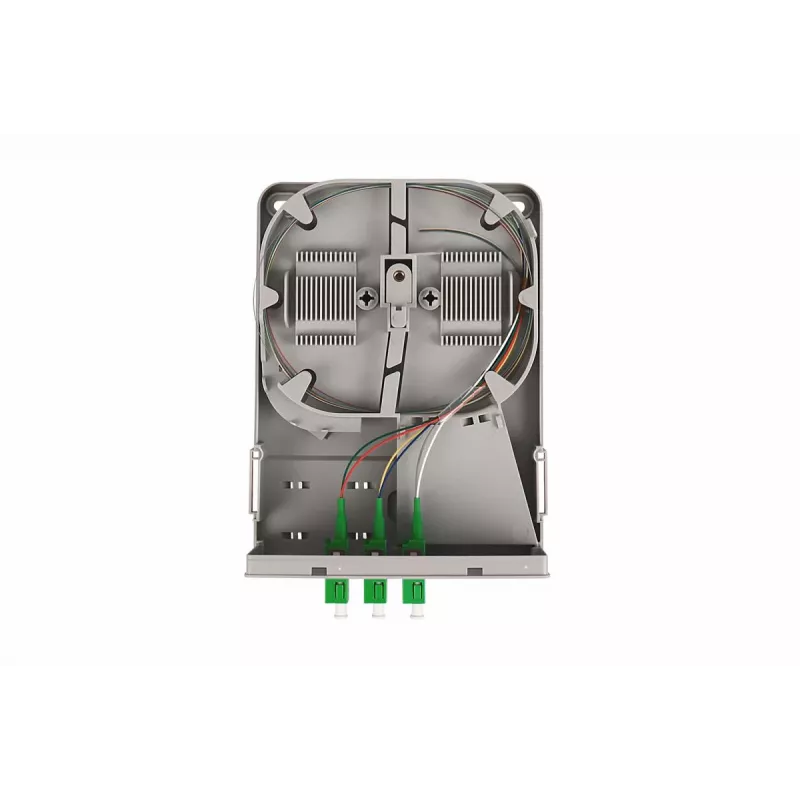DIGITUS FTTH Heimverteilereinheit. 3x LC/APC Duplex OS2. IP54. Spleißfertig
