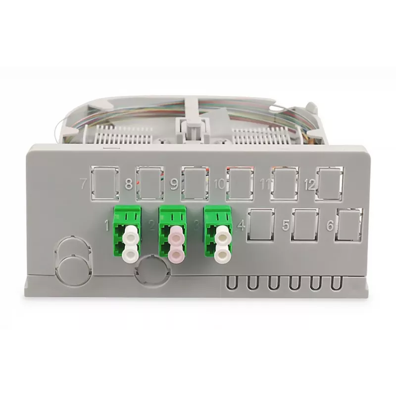 DIGITUS FTTH Heimverteilereinheit. 3x LC/APC Duplex OS2. IP54. Spleißfertig