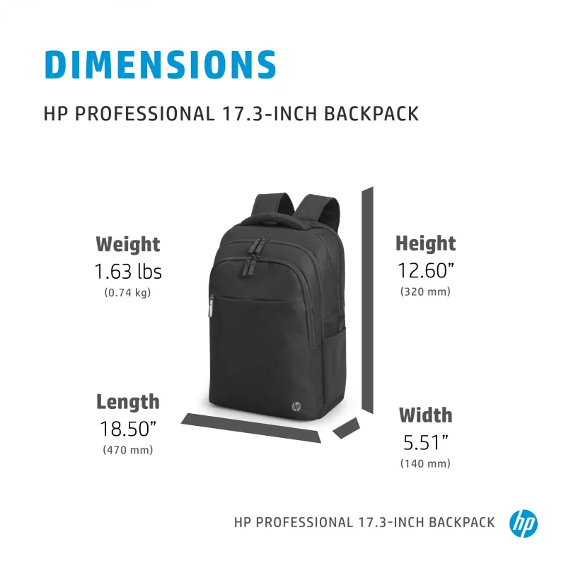 HP Professional 17.3-inch Backpack, Backpack, 740 g