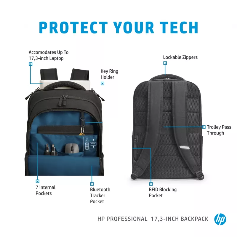 HP Professional 17.3-inch Backpack, Backpack, 740 g
