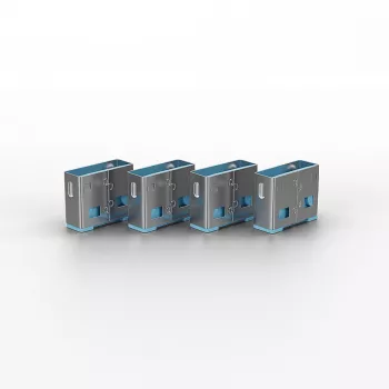 Lindy USB Port Blocker - Pack mit 4 Stück, Farbcode: Blau, Portblocker + Schlüssel, USB Typ-A, Blau, Acrylnitril-Butadien-Styrol (ABS), 5 Stück, Polybeutel