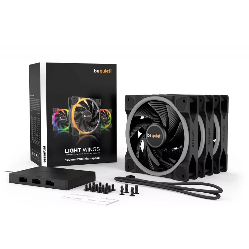 be quiet! Light Wings 120 mm ARGB PWM High-Speed-Lüfter, schwarz, 3er-Pack