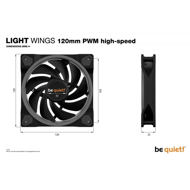 be quiet! Light Wings 120 mm ARGB PWM High-Speed-Lüfter, schwarz, 3er-Pack