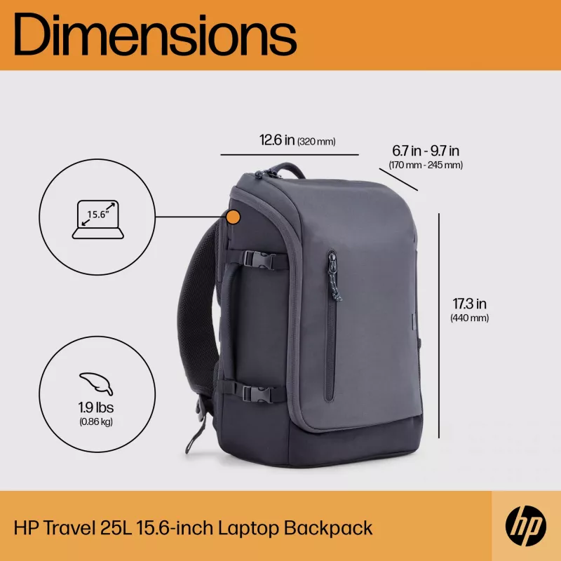 HP Travel 25 Liter 15.6 Iron Grau Laptop Backpack, Rucksack, 39,6 cm (15,6 Zoll), 860 g