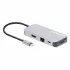 Manhattan USB-C Dock/Hub mit Kartenleser, Anschlüsse (x6): Ethernet, HDMI, USB-A (x3) und USB-C, mit Power Delivery (100 W) am USB-C-Anschluss (Hinweis: zusätzliches USB-C-Netzteil und USB-C-Kabel erforderlich), universell für alle Geräte, Kabel 15 cm, Aluminium, Silber