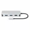 Manhattan USB-C Dock/Hub mit Kartenleser, Anschlüsse (x6): Ethernet, HDMI, USB-A (x3) und USB-C, mit Power Delivery (100 W) am USB-C-Anschluss (Hinweis: zusätzliches USB-C-Netzteil und USB-C-Kabel erforderlich), universell für alle Geräte, Kabel 15 cm, Aluminium, Silber