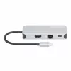 Manhattan USB-C Dock/Hub mit Kartenleser, Anschlüsse (x6): Ethernet, HDMI, USB-A (x3) und USB-C, mit Power Delivery (100 W) am USB-C-Anschluss (Hinweis: zusätzliches USB-C-Netzteil und USB-C-Kabel erforderlich), universell für alle Geräte, Kabel 15 cm, Aluminium, Silber