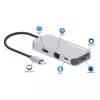 Manhattan USB-C Dock/Hub mit Kartenleser, Anschlüsse (x6): Ethernet, HDMI, USB-A (x3) und USB-C, mit Power Delivery (100 W) am USB-C-Anschluss (Hinweis: zusätzliches USB-C-Netzteil und USB-C-Kabel erforderlich), universell für alle Geräte, Kabel 15 cm, Aluminium, Silber