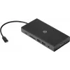 USB-C Multi Port Hub HP Travel – HP 1C1Y5AA, USB-C Host, HDMI 2.0, VGA, 1×RJ-45, 2×USB-A 3.2 Gen1, 2×USB 2.0, MicroSD-Kartenleser, Schwarz