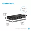 USB-C Multi Port Hub HP Travel – HP 1C1Y5AA, USB-C Host, HDMI 2.0, VGA, 1×RJ-45, 2×USB-A 3.2 Gen1, 2×USB 2.0, MicroSD-Kartenleser, Schwarz