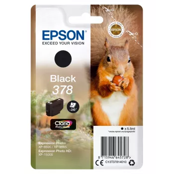 Epson Squirrel Singlepack Schwarz 378 Claria Photo HD Tinte, Standardausbeute, Schwarz, Pigmenttinte, 5,5 ml, 1 Stück, 240 Seiten