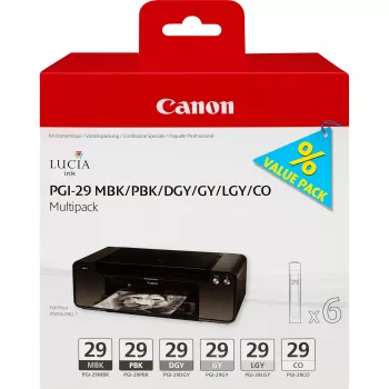 Canon PGI-29 MBK/PBK/DGY/GY/LGY/CO 6 Tintenpatronen-Multipack