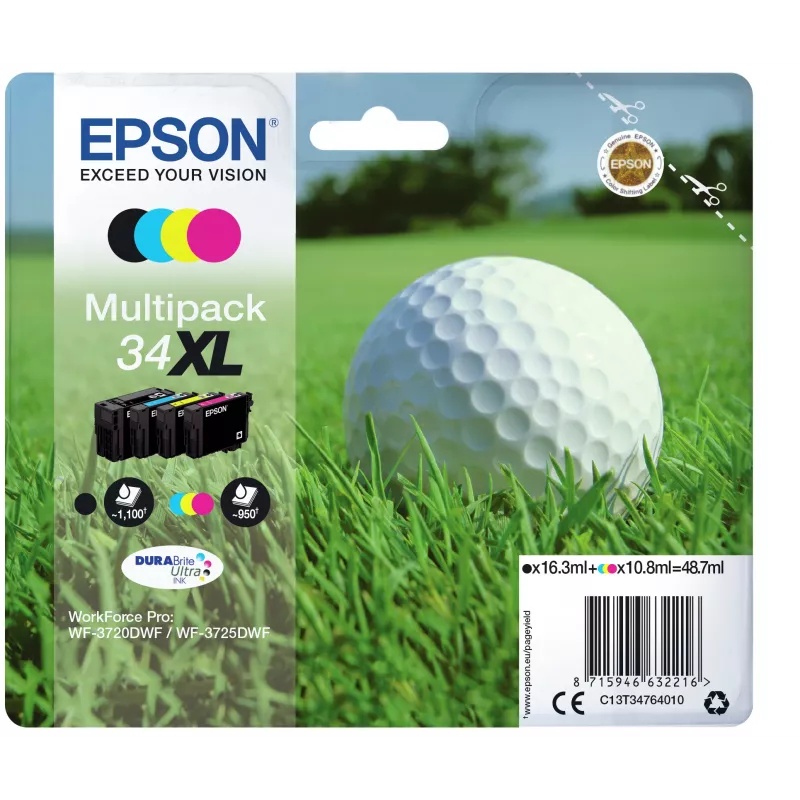 Epson Golfball Multipack 4-Farben 34XL DURABrite Ultra Tinte