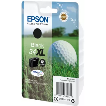 Epson Golfball Einzelpackung Schwarz 34XL DURABrite Ultra Tinte, Hohe (XL) Reichweite, Schwarz, Pigmentbasierte Tinte, 16,3 ml, 1 Stück, 1100 Seiten