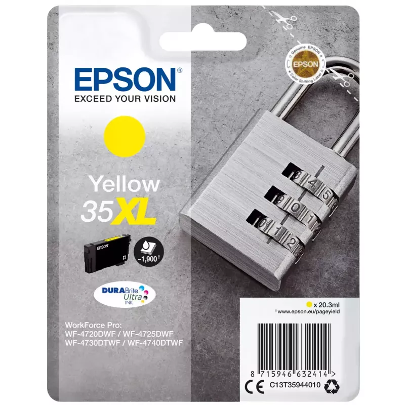 Cartridge Epson Padlock Einzelpackung Gelb 35XL DURABrite Ultra Tinte