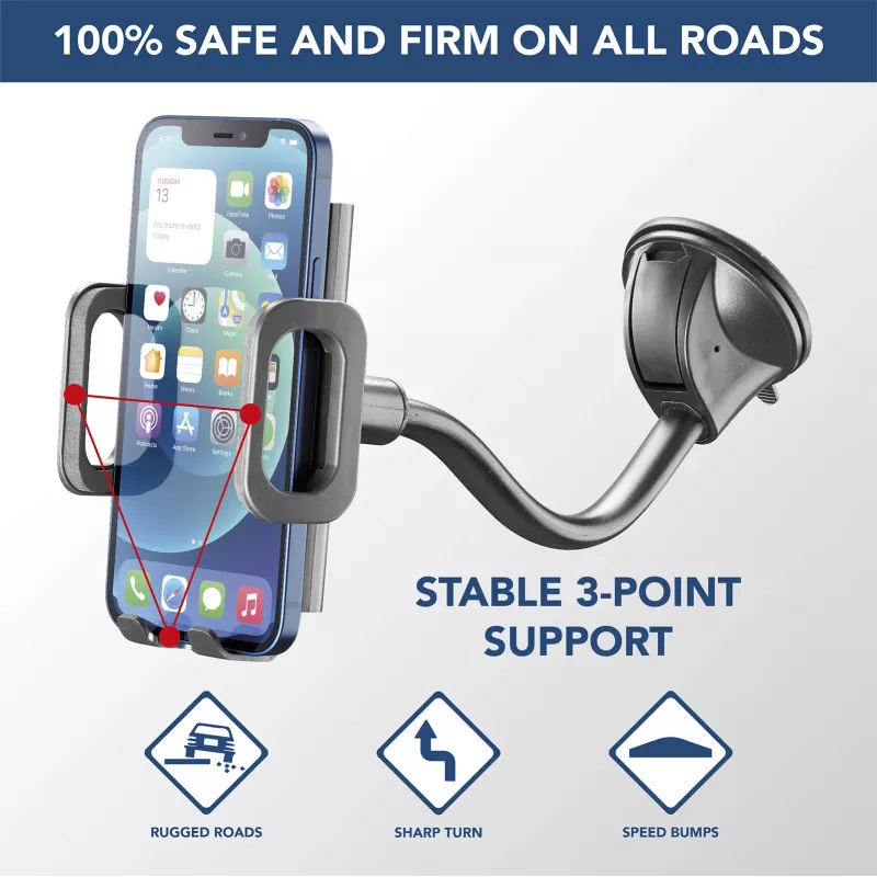Cellularline Hug Flexi - Universaler Auto-Smartphonehalter mit Saugnapfbefestigung