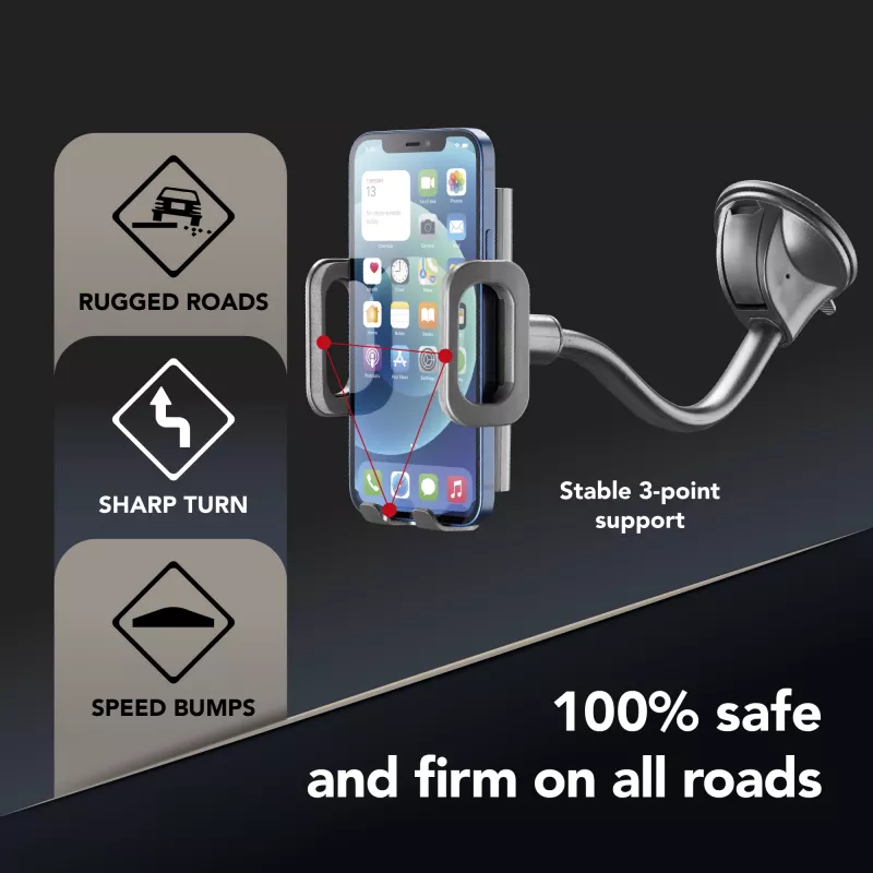 Cellularline Hug Flexi - Universaler Auto-Smartphonehalter mit Saugnapfbefestigung