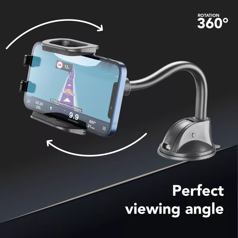 Cellularline Hug Flexi - Universaler Auto-Smartphonehalter mit Saugnapfbefestigung