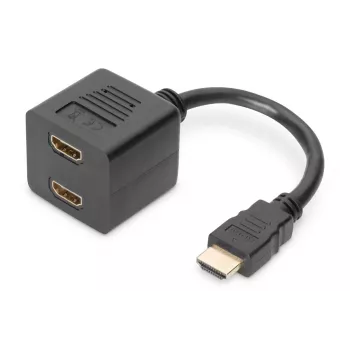 DIGITUS HDMI Y-Verteilerkabel, Typ A - 2x Typ A M/W, 20cm passiv, Full HD, gold schwarz
