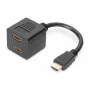 DIGITUS HDMI Y-Verteilerkabel, Typ A - 2x Typ A M/W, 20cm passiv, Full HD, gold schwarz