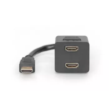 DIGITUS HDMI Y-Verteilerkabel, Typ A - 2x Typ A M/W, 20cm passiv, Full HD, gold schwarz