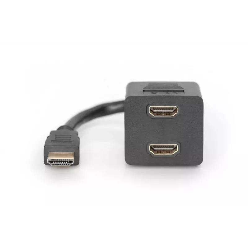 DIGITUS HDMI Y-Verteilerkabel, Typ A - 2x Typ A M/W, 20cm passiv, Full HD, gold schwarz
