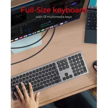 KeySonic KSK-8023BTRF (DE) Tastatur Universal Bluetooth QWERTZ Deutsch Anthrazit, Schwarz
