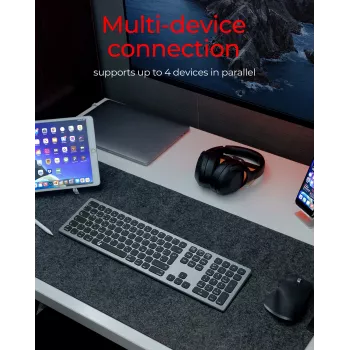 KeySonic KSK-8023BTRF (DE) Tastatur Universal Bluetooth QWERTZ Deutsch Anthrazit, Schwarz