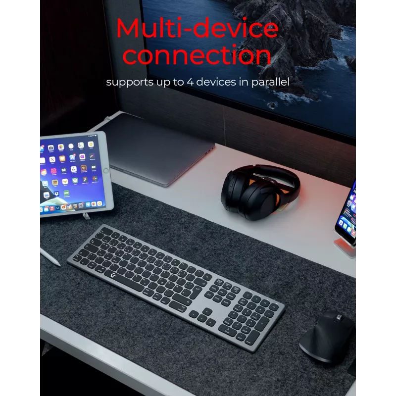 KeySonic KSK-8023BTRF (DE) Tastatur Universal Bluetooth QWERTZ Deutsch Anthrazit, Schwarz