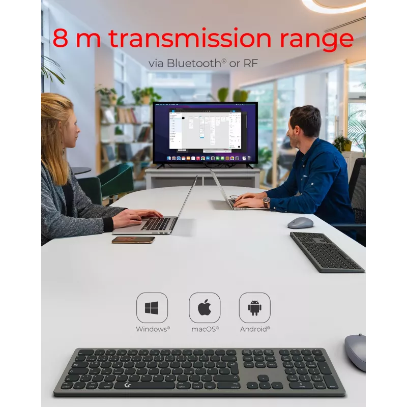 KeySonic KSK-8023BTRF (DE) Tastatur Universal Bluetooth QWERTZ Deutsch Anthrazit, Schwarz