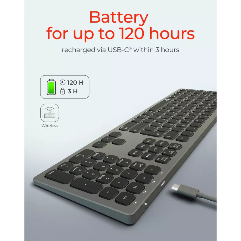 KeySonic KSK-8023BTRF (DE) Tastatur Universal Bluetooth QWERTZ Deutsch Anthrazit, Schwarz