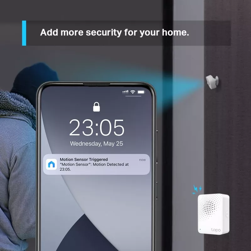 TP-Link Tapo Smart-Bewegungssensor, Decke/Wand, Innenbereich, Weiß, 120°, Kabellos, 7 m