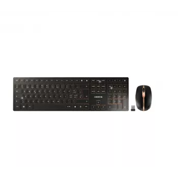 CHERRY DW 9100 SLIM Tastatur Maus inklusive Universal RF Wireless + Bluetooth QWERTZ Schweizer Schwarz