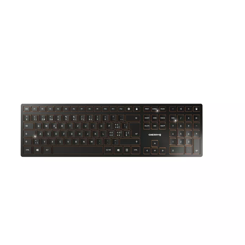 CHERRY DW 9100 SLIM Tastatur Maus inklusive Universal RF Wireless + Bluetooth QWERTZ Schweizer Schwarz