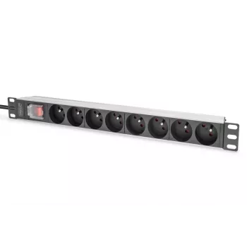 DIGITUS 1U Aluminium-PDU, rackmontierbar, 8x CEE 7/5 Nennleistung: 16A, 4000W, 250VAC 50/60Hz,