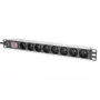 DIGITUS 1U Aluminium-PDU, rackmontierbar, 8x CEE 7/5 Nennleistung: 16A, 4000W, 250VAC 50/60Hz,