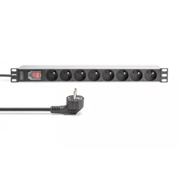 DIGITUS 1U Aluminium-PDU, rackmontierbar, 8x CEE 7/5 Nennleistung: 16A, 4000W, 250VAC 50/60Hz,
