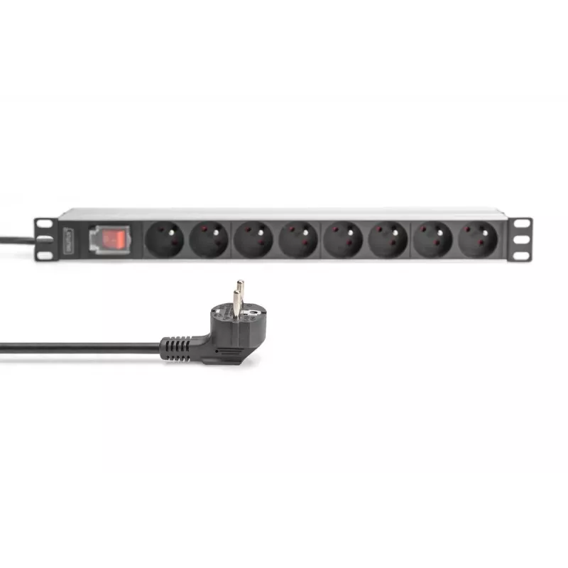 DIGITUS 1U Aluminium-PDU, rackmontierbar, 8x CEE 7/5 Nennleistung: 16A, 4000W, 250VAC 50/60Hz,