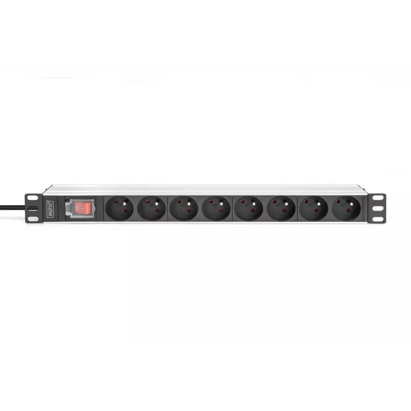 DIGITUS 1U Aluminium-PDU, rackmontierbar, 8x CEE 7/5 Nennleistung: 16A, 4000W, 250VAC 50/60Hz,