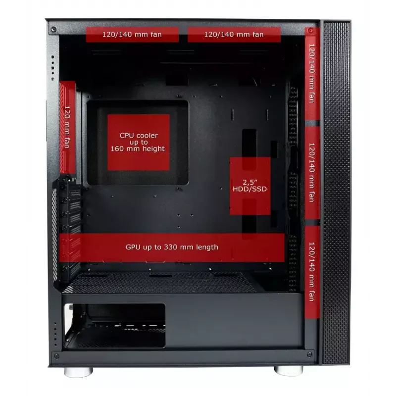 PC-Gehäuse LC-Power LC-8000B-ON Midi Tower Schwarz