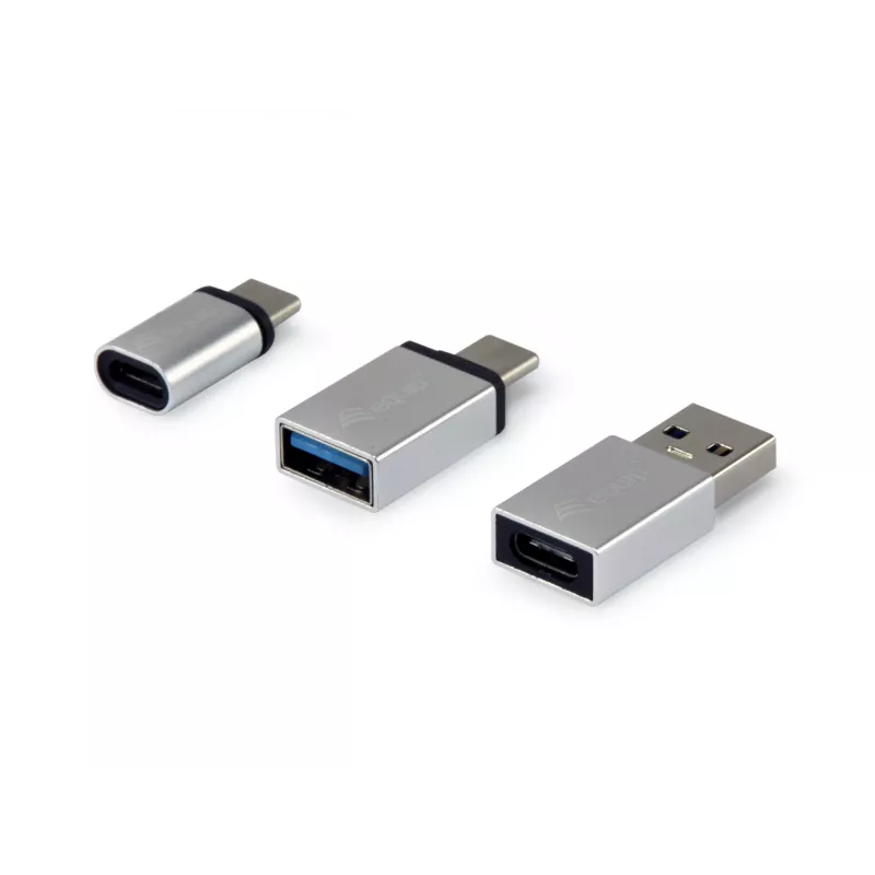 Equip USB-C OTG-Adapter, 3er-Pack, USB C, USB C, USB A, USB A, Micro-USB, USB C, Silber