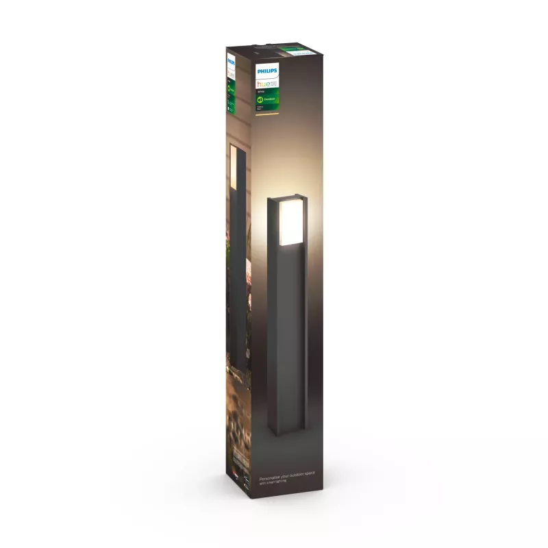 Philips Hue White Turaco Außenstehleuchte 1647493P0, Intelligente Sockelleuchte, Bluetooth/Zigbee, Anthrazit, LED, Aluminium, E27