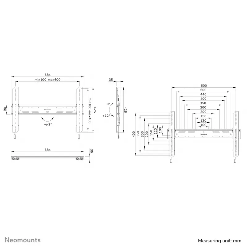 Neomounts WL35S-850BL16 TV-Wandhalterung 42-86 Zoll - neigbar - abschließbar - schnelle Montage