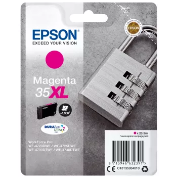 Epson Padlock Einzelpackung Magenta 35XL DURABrite Ultra Tinte, Hohe (XL) Reichweite, Magenta, Pigmenttinte, 20,3 ml, 1 Stück, 1900 Seiten