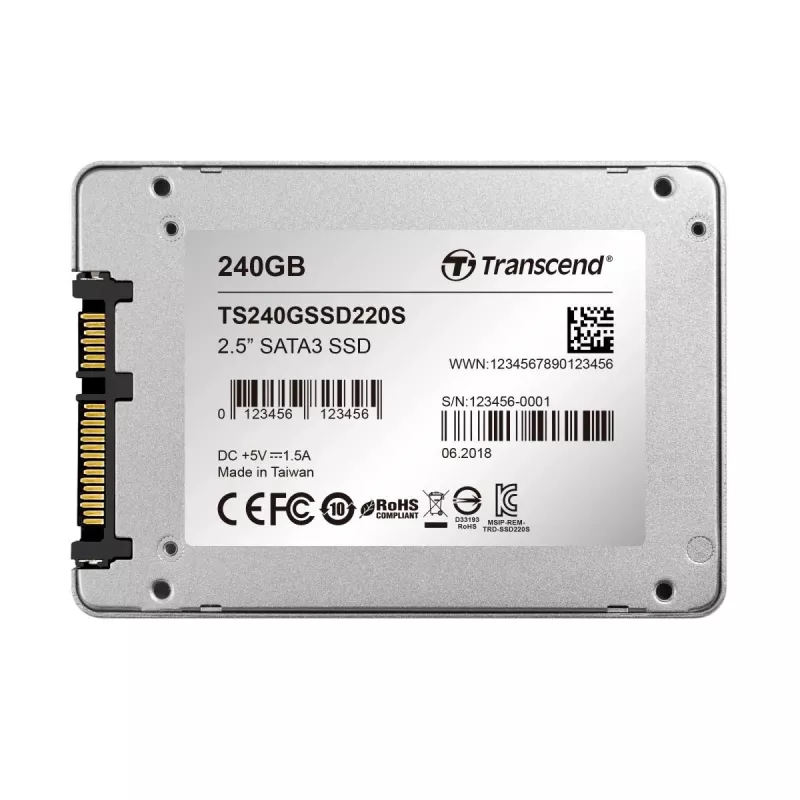 TRANSCEND SSD 220s 240GB 2.5in SATA 6Gb/s TLC Aluminiumgehäuse