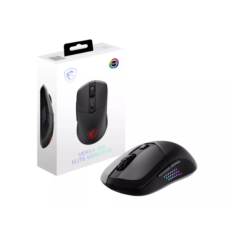 MSI VERSA 300 ELITE WIRELESS Maus Gaming Rechtshänder RF Wireless + Bluetooth + USB Typ-C Optisch 26000 DPI