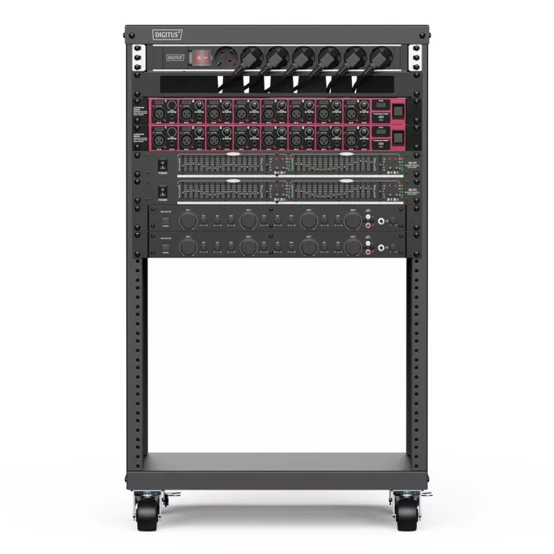 DIGITUS 16U AVS-Rack 780x507x460 mm Gewindebohrungen Rollen schwarz