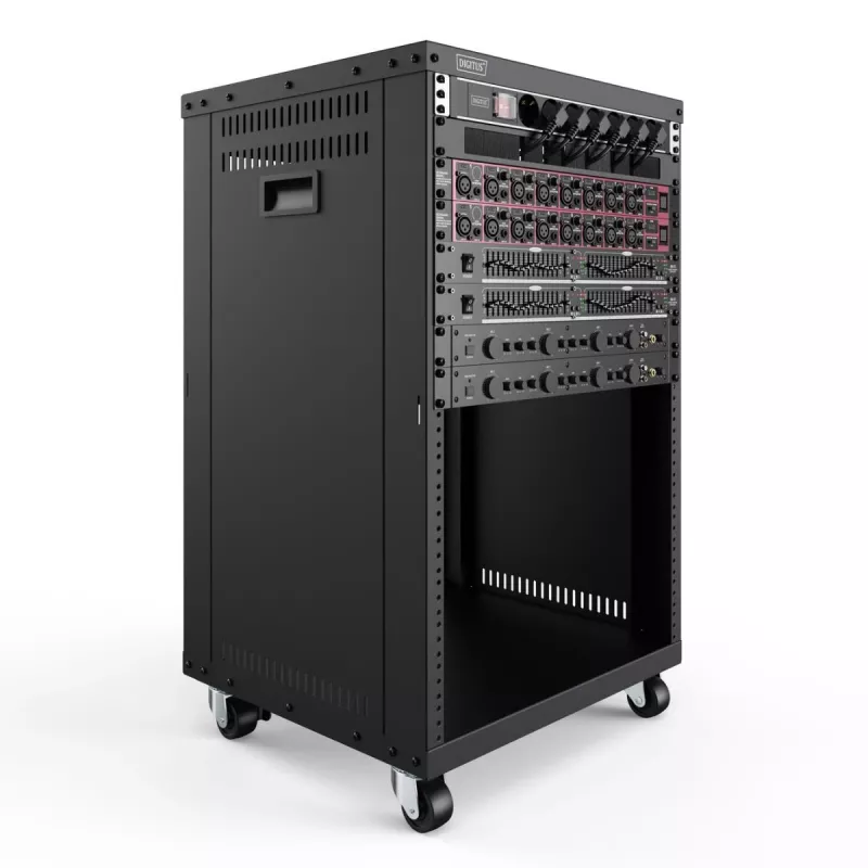 DIGITUS 16U AVS-Rack 780x507x460 mm Gewindebohrungen Rollen schwarz