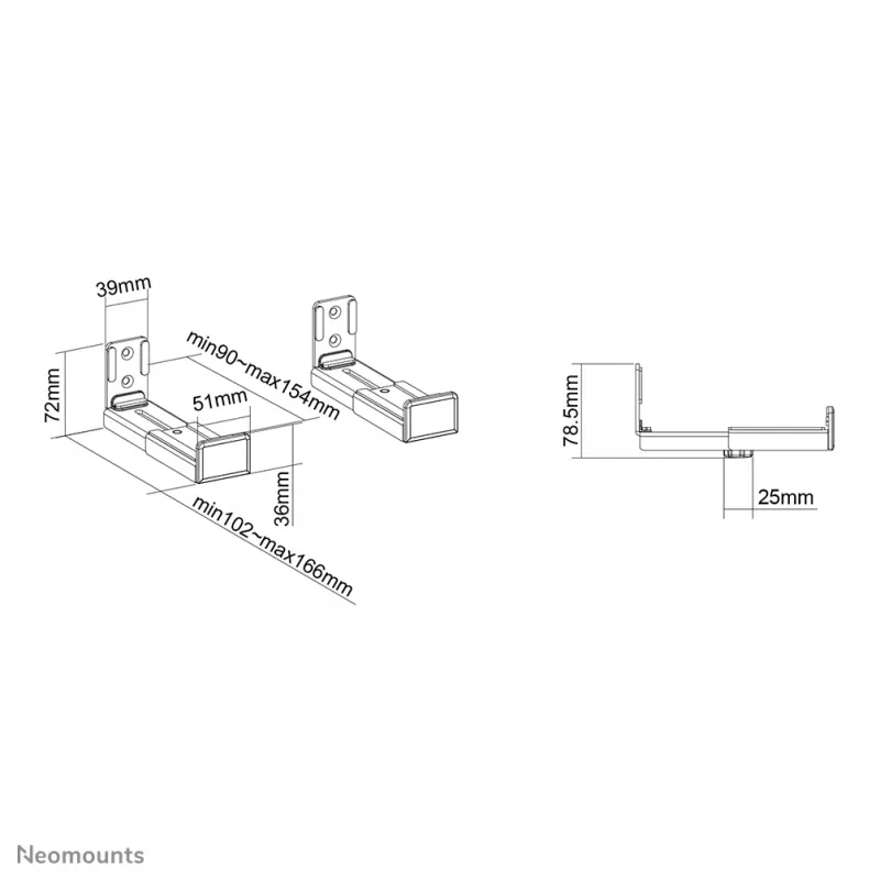 Neomounts AWL29-550BL1 Videobar-/Soundbar-Halterung Wand – max. 15 kg – universal